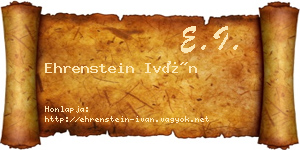 Ehrenstein Iván névjegykártya